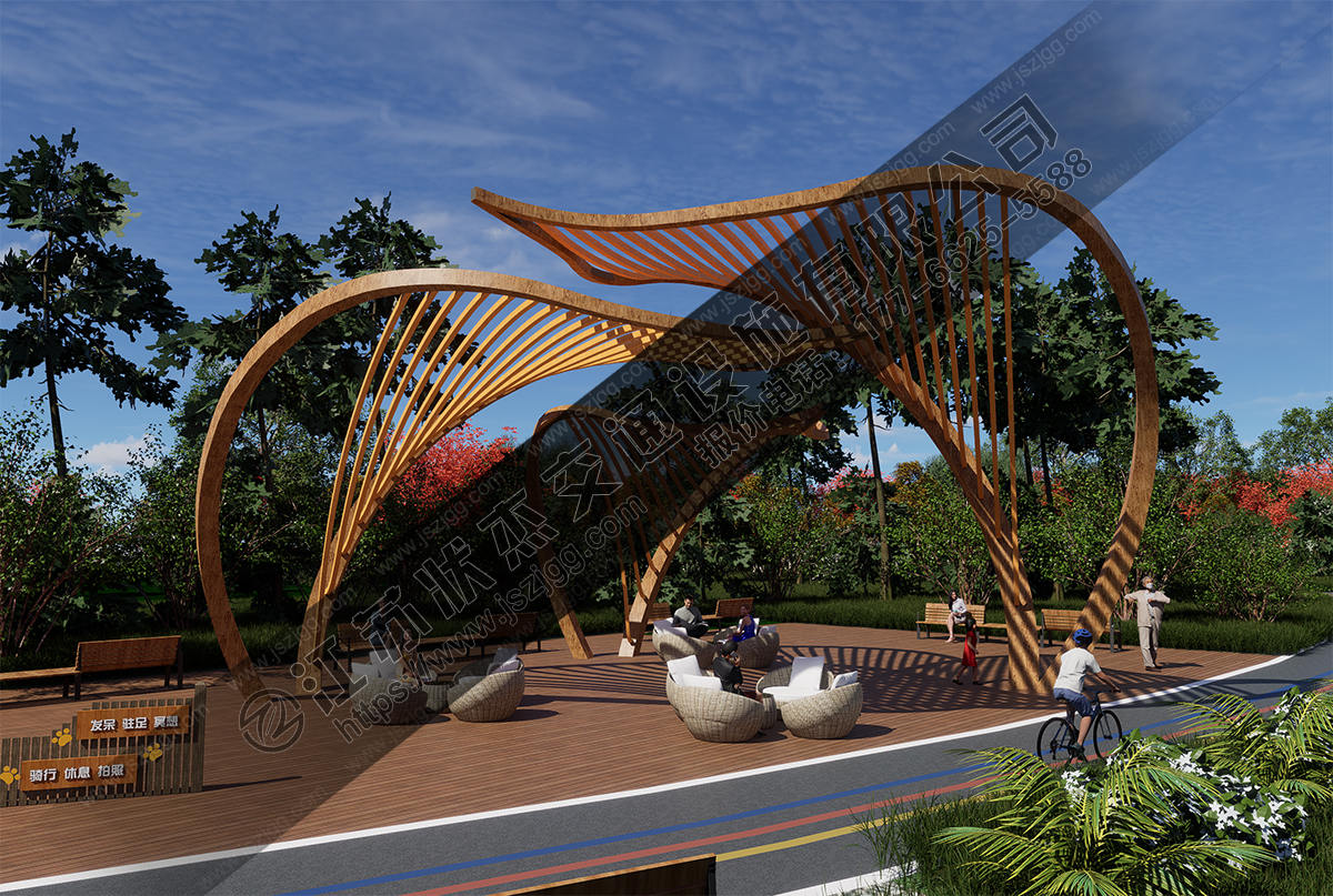 公園景觀廊架葉子造型鋼結構園林異形廊架