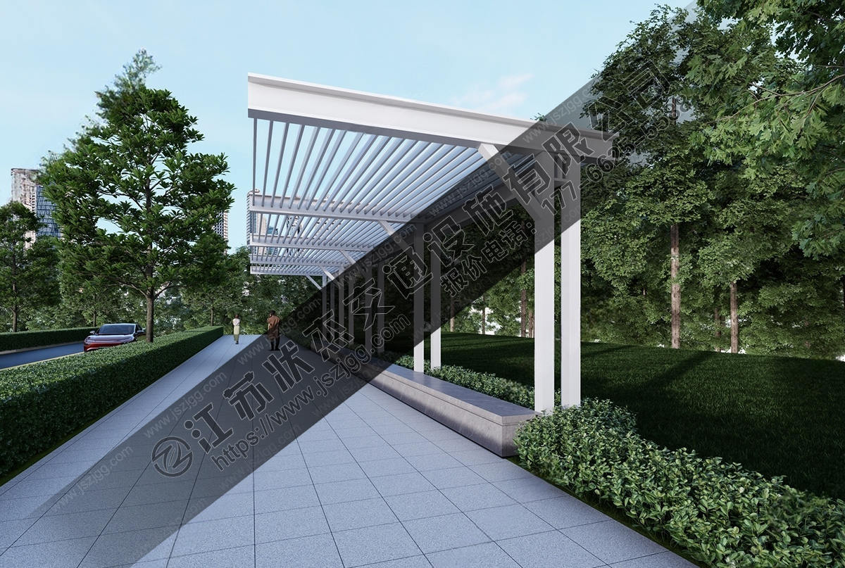 公園戶(hù)外休憩單邊廊架